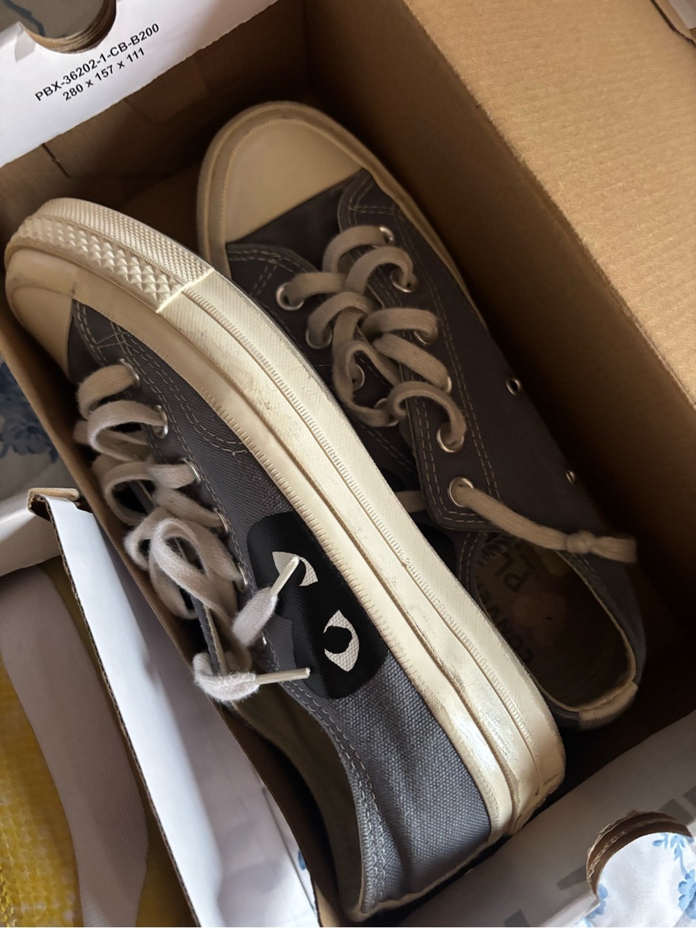 Converse Gray Canvas Low-Top Sneakers with Cream Soles